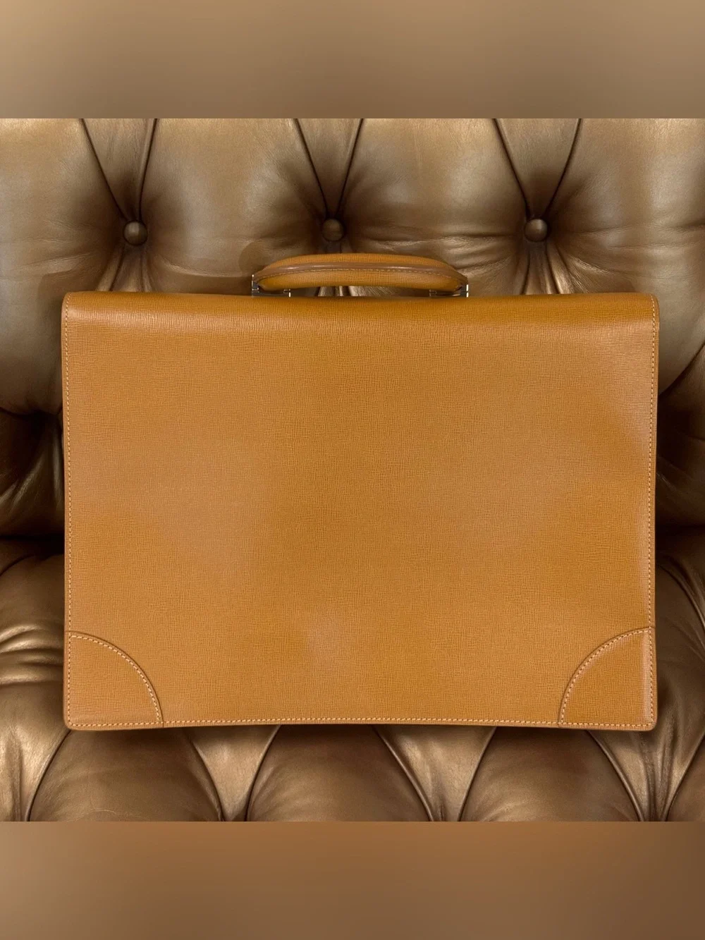 NEW STICKERS Rolex Valextra Havana Brown Leather Briefcase Very RARE TAG KEY
